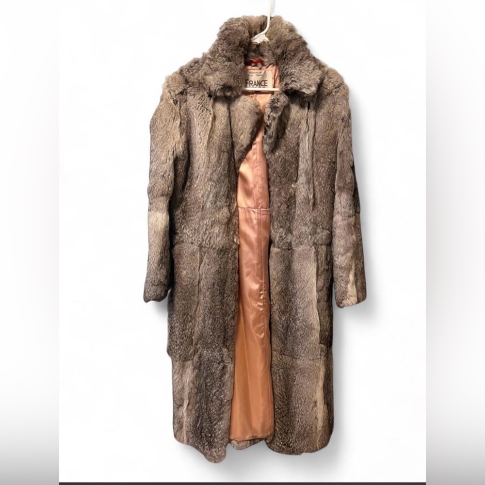 Authentic Rabbit Fur Coat - Vintage Long Women's Jacket